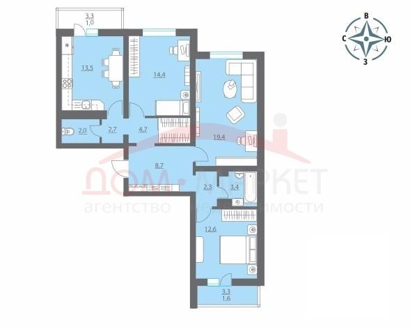 Квартира на продажу в Воронеже, Димитрова улица, 51а фото №1